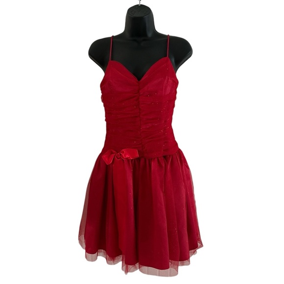 Like new! Jessica McClintock x Gunne Sax Spaghetti Strap Red Dress sz 5 - Picture 1 of 11
